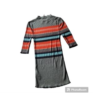 Free People Donna Top Multicolor Stripped 1/2 Sleeve Ribbed Retro Mod Size XS/TP